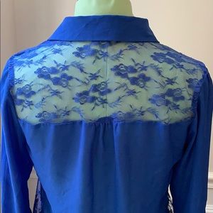 CANDIE’S Semi Sheer Blouse with Lace Back
